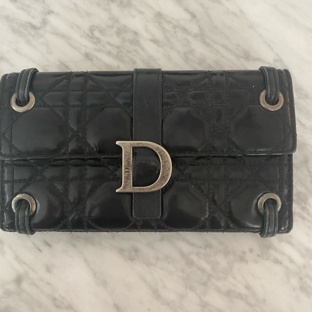Christian Dior authentic black and silver wallet